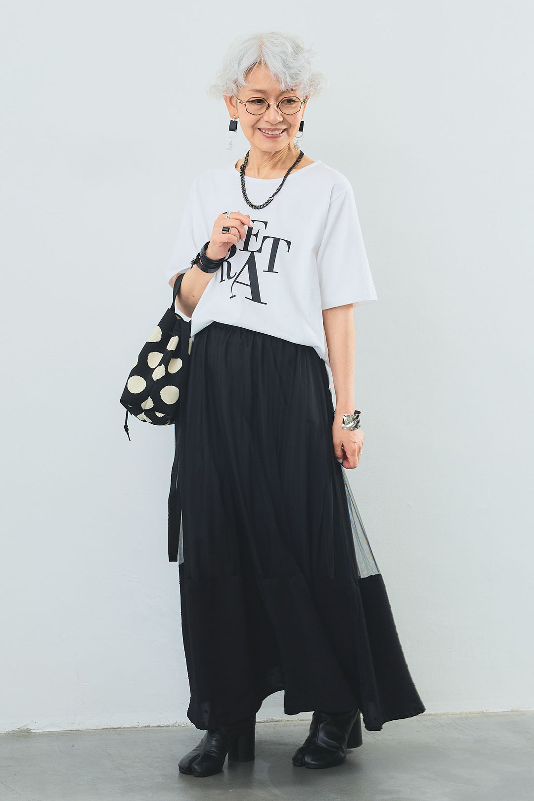 【SET】"CREAT"オーバースリットT+プリーツチュールレイヤードスカート(2set)