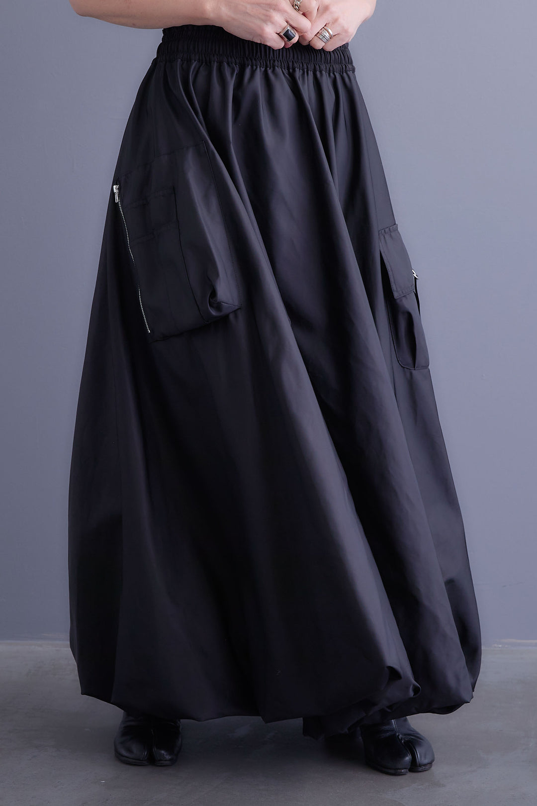 【SET】ワイドリブドルマンニット+バルーンミリタリースカート(2set)