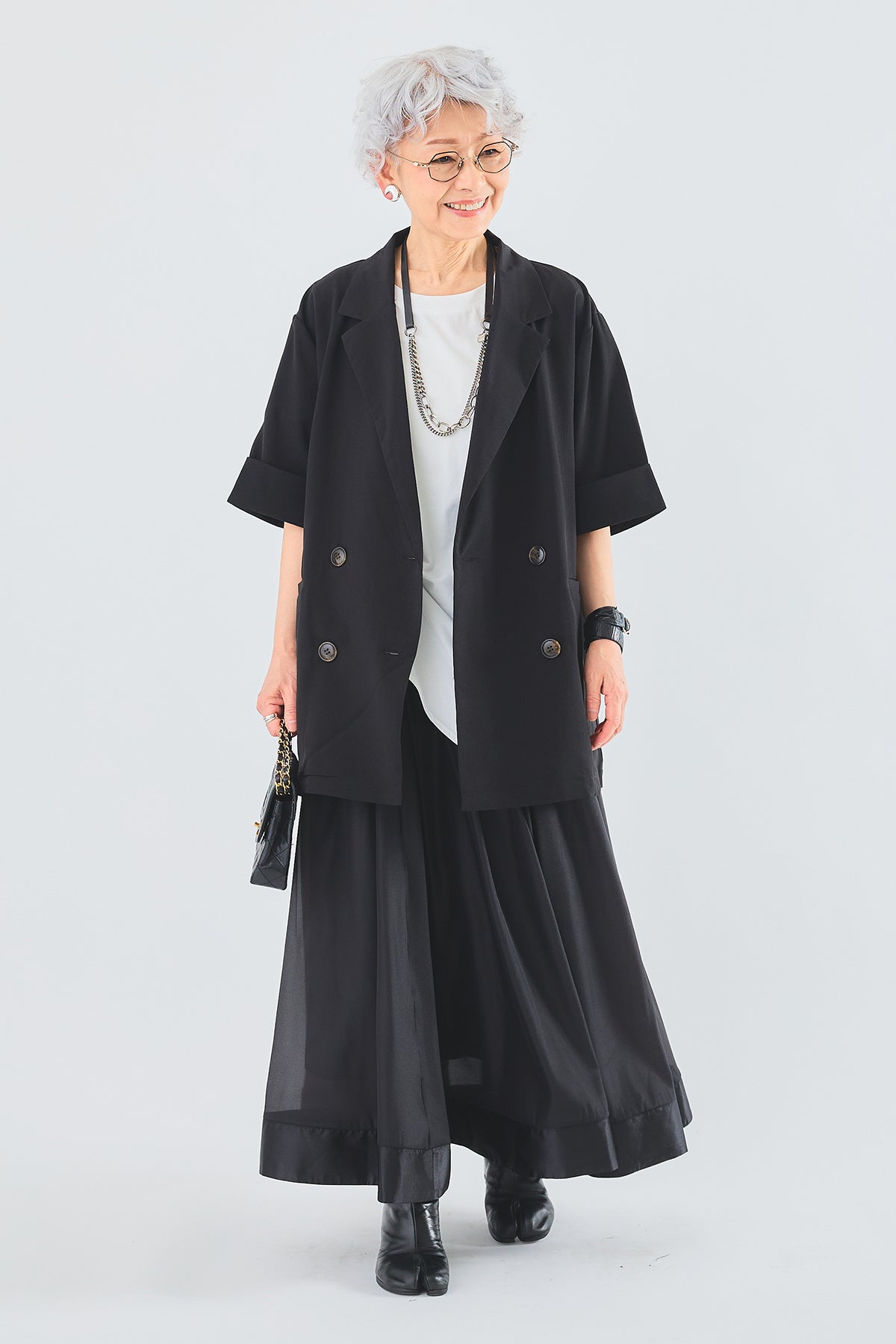 SET】ツイストアシンメトリートップス+ショートスリーブダブル SET】ツイストアシンメトリートップス+ショートスリーブダブル
