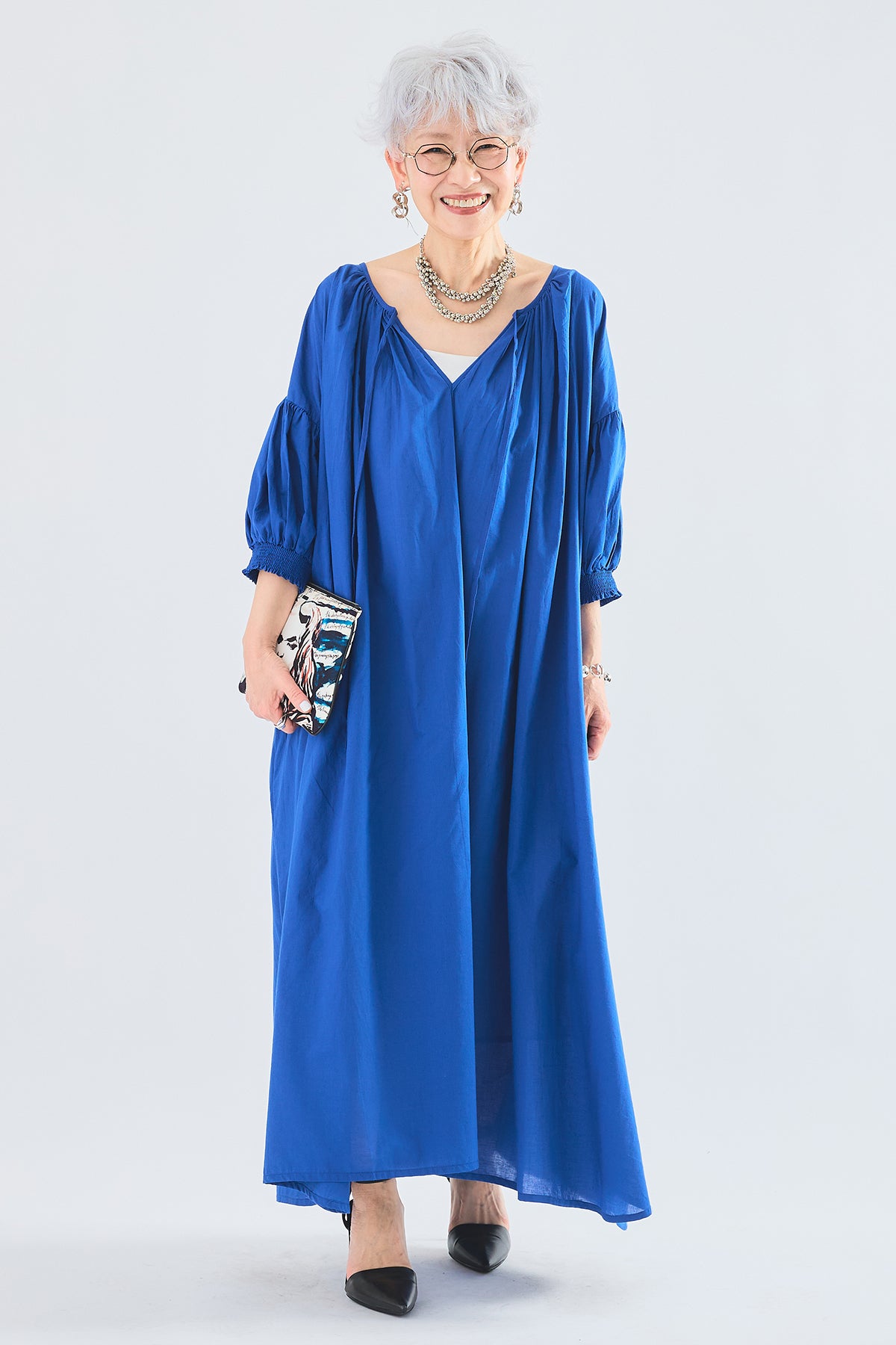 未使用級 アナイ イレギュラースクエアプリントギャザー ワンピース 2023SS コンスティレーションプリントギャザーワンピース | ANAYI