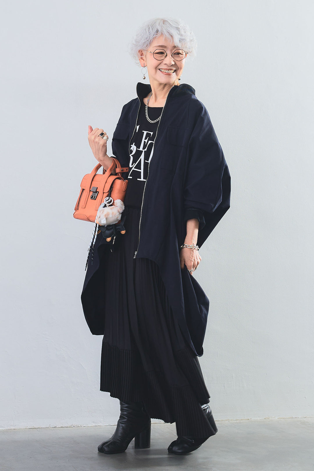 【SET】"CREAT"オーバースリットT+バックロングドルマンブルゾン+アシンメトリープリーツスカート(3set)