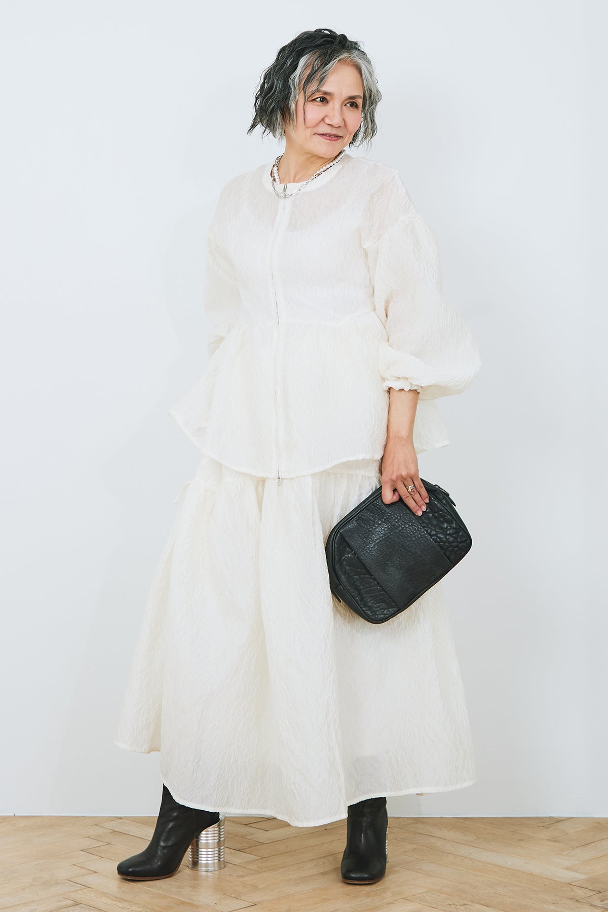 SET】シアージャガードダブルジップペプラムブラウス+シアージャガード