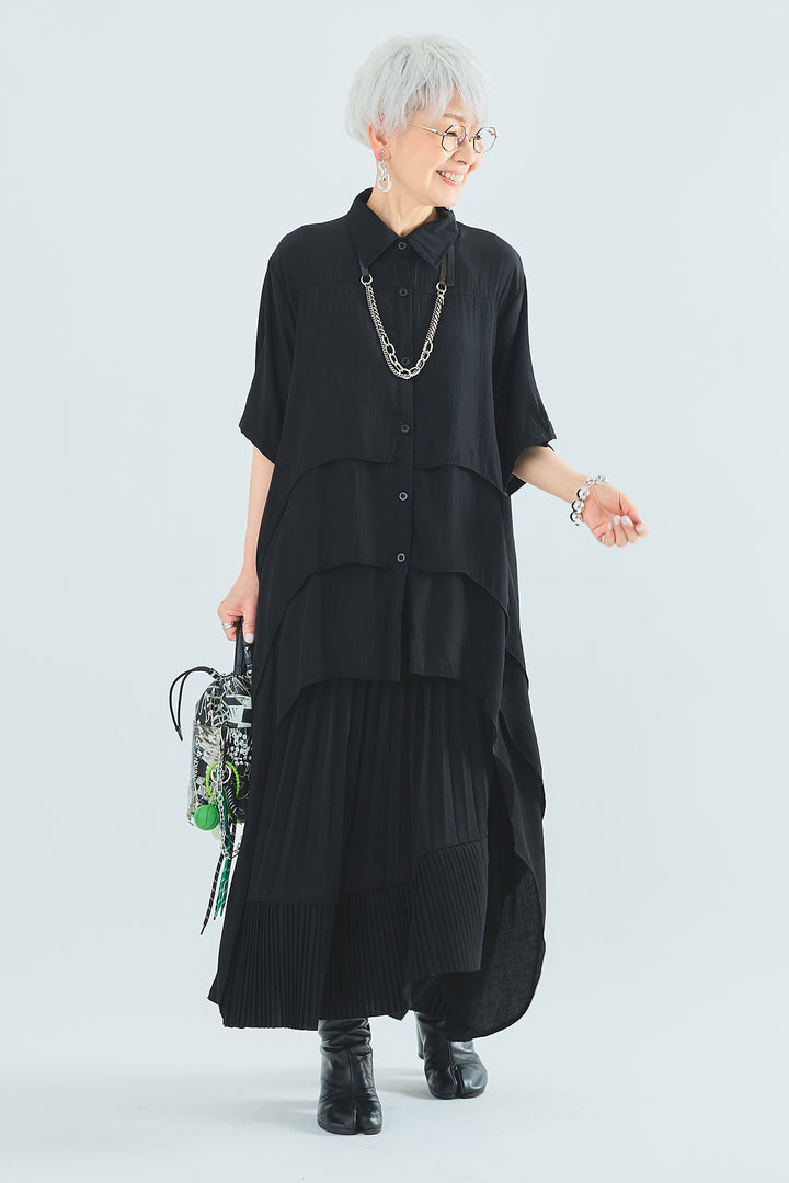 【予約】アシンメトリーラッフルプリーツスカート
