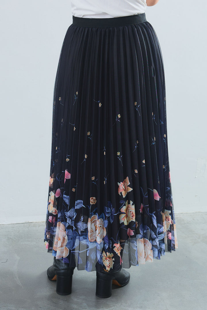 【SET】アシンメトリーロンT+チュールレイヤードノーカラージャケット+シアーフラワープリーツスカート(3set)