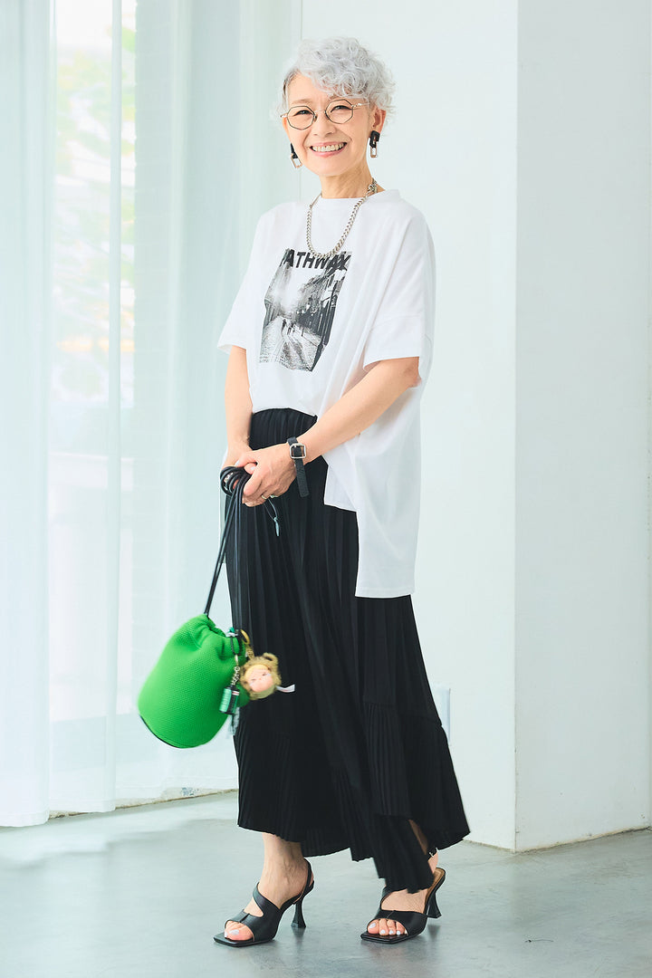 【SET】PATHWAYPhotoオーバースリットT+アシンメトリーラッフルプリーツスカート(2set)