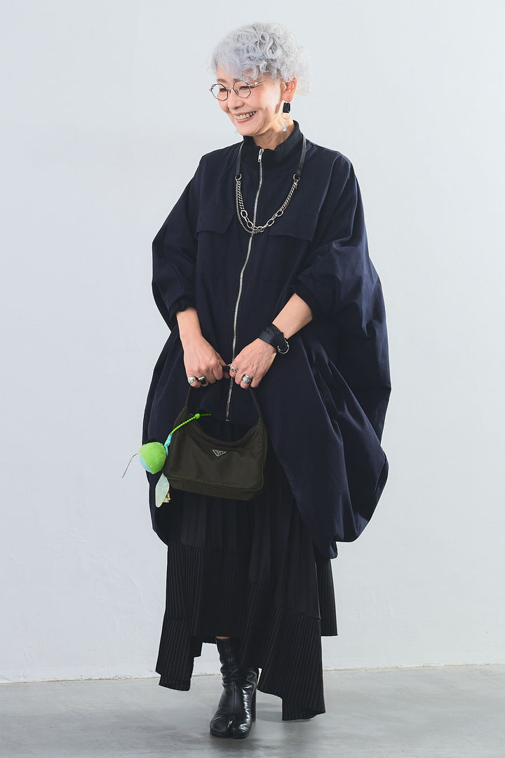 【SET】バックロングドルマンブルゾン+アシンメトリープリーツスカート(2set)