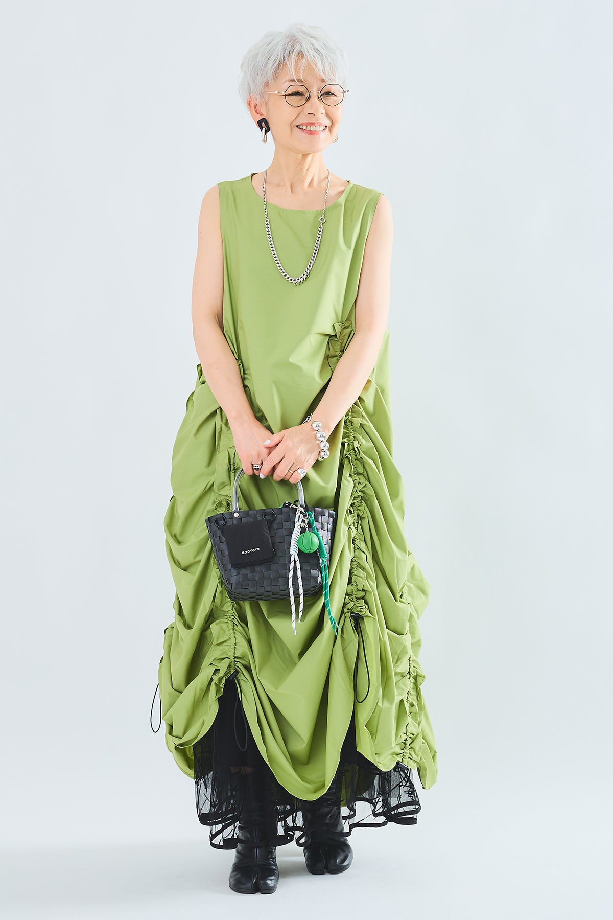 SET】ドロストアレンジノースリーブワンピース+アートフロッキー SET】ドロストアレンジノースリーブワンピース+アートフロッキー