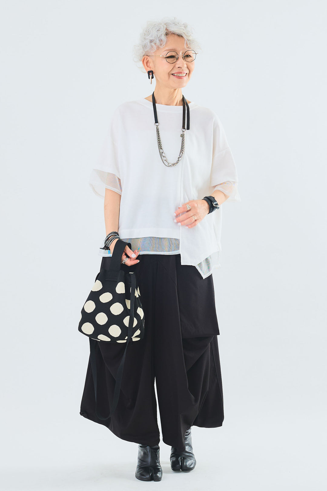 【SET】メッシュドッキングアシンメトリーT+カーゴポケットワイドサルエルパンツ(2set)