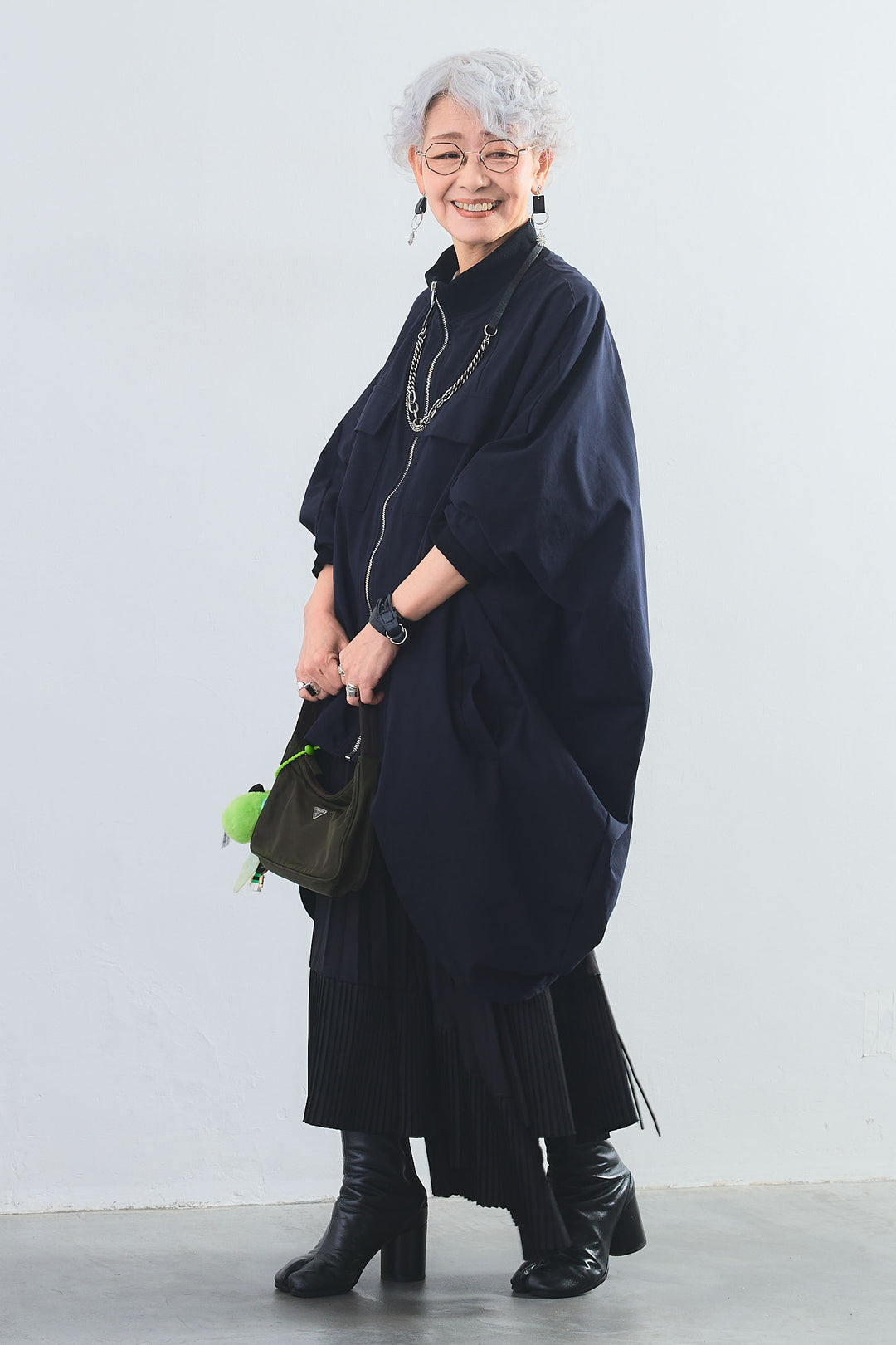 【SET】バックロングドルマンブルゾン+アシンメトリープリーツスカート(2set)