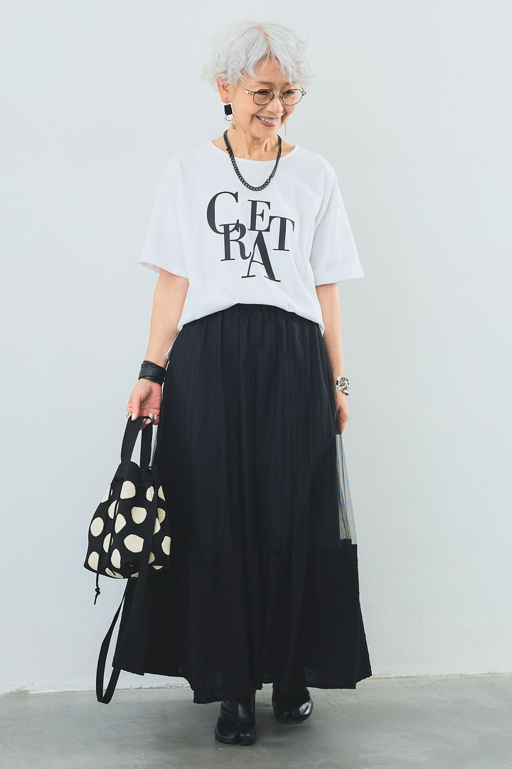 【SET】"CREAT"オーバースリットT+プリーツチュールレイヤードスカート(2set)
