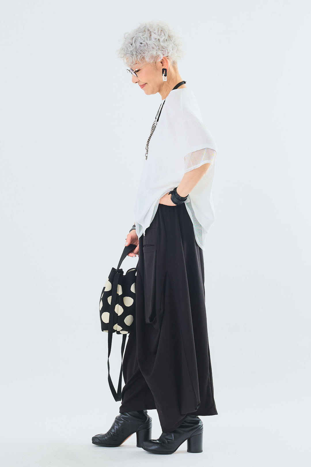 【SET】メッシュドッキングアシンメトリーT+カーゴポケットワイドサルエルパンツ(2set)
