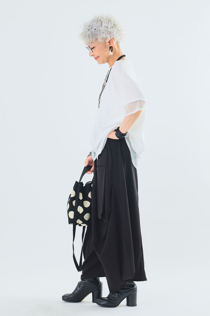【SET】メッシュドッキングアシンメトリーT+カーゴポケットワイドサルエルパンツ(2set)