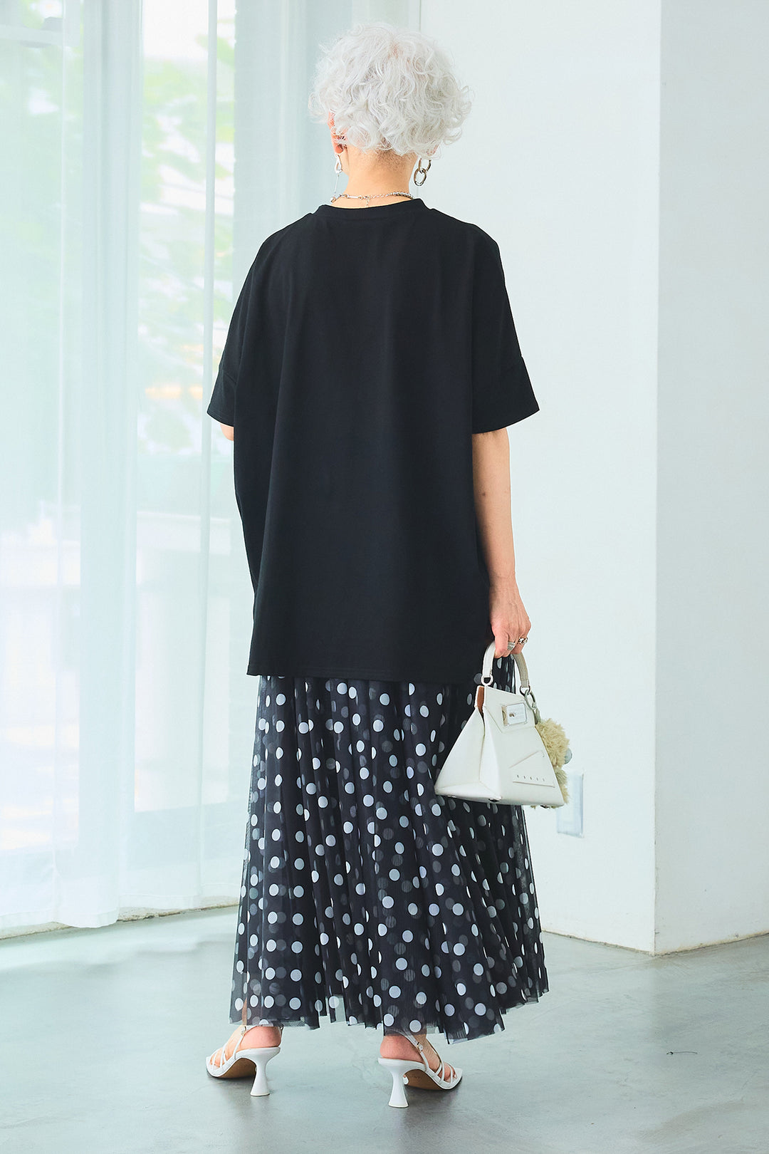 【SET】PATHWAYPhotoオーバースリットT+ドットチュールフレアスカート(2set)