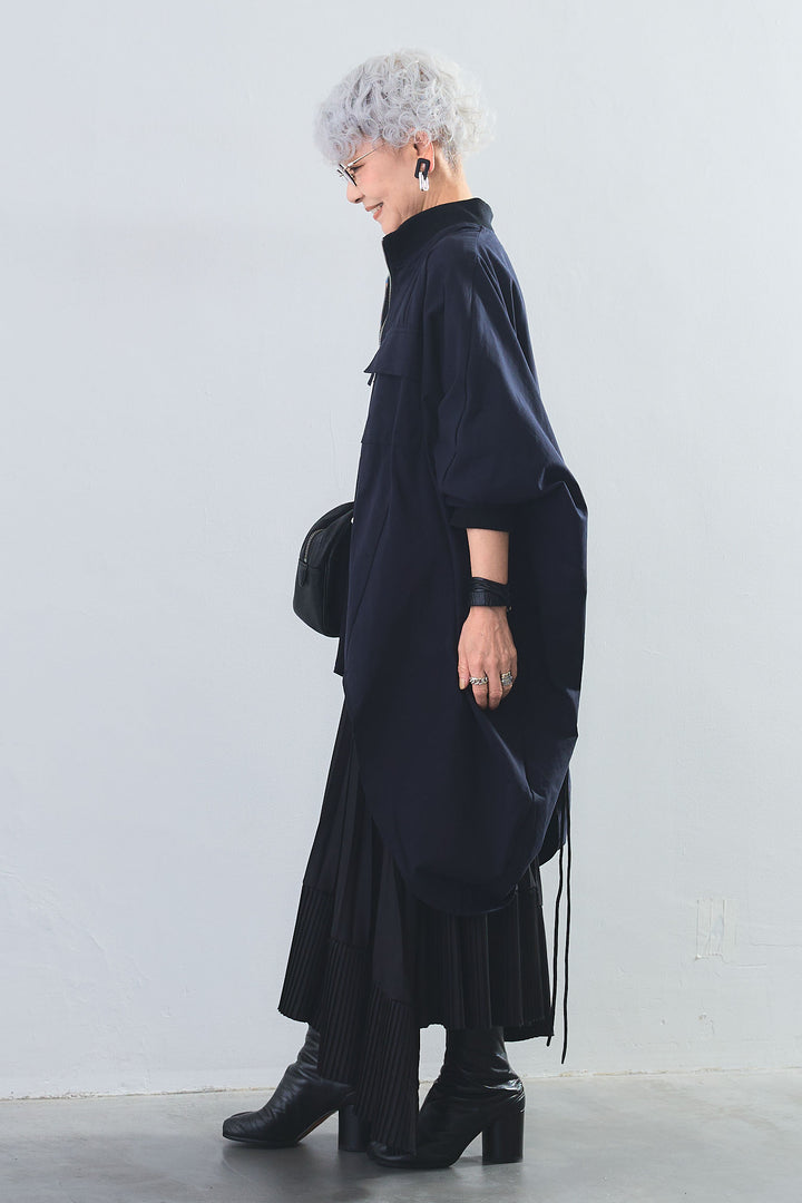 【SET】"CREAT"オーバースリットT+バックロングドルマンブルゾン+アシンメトリープリーツスカート(3set)