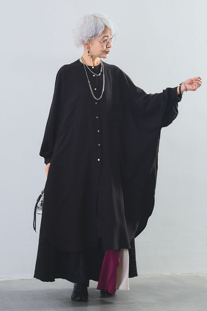 【SET】フロントスリットルーズロングシャツ+ジャガードアシンメトリーカラースカート(2set)