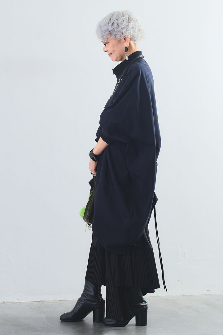 【SET】バックロングドルマンブルゾン+アシンメトリープリーツスカート(2set)