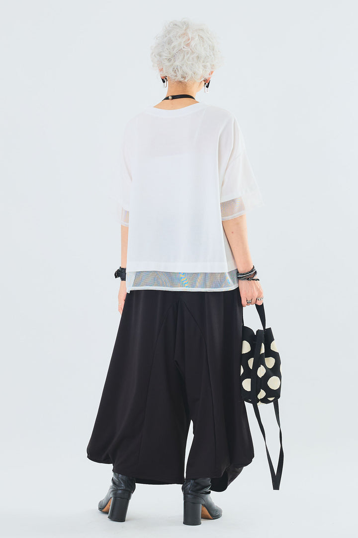 【SET】メッシュドッキングアシンメトリーT+カーゴポケットワイドサルエルパンツ(2set)