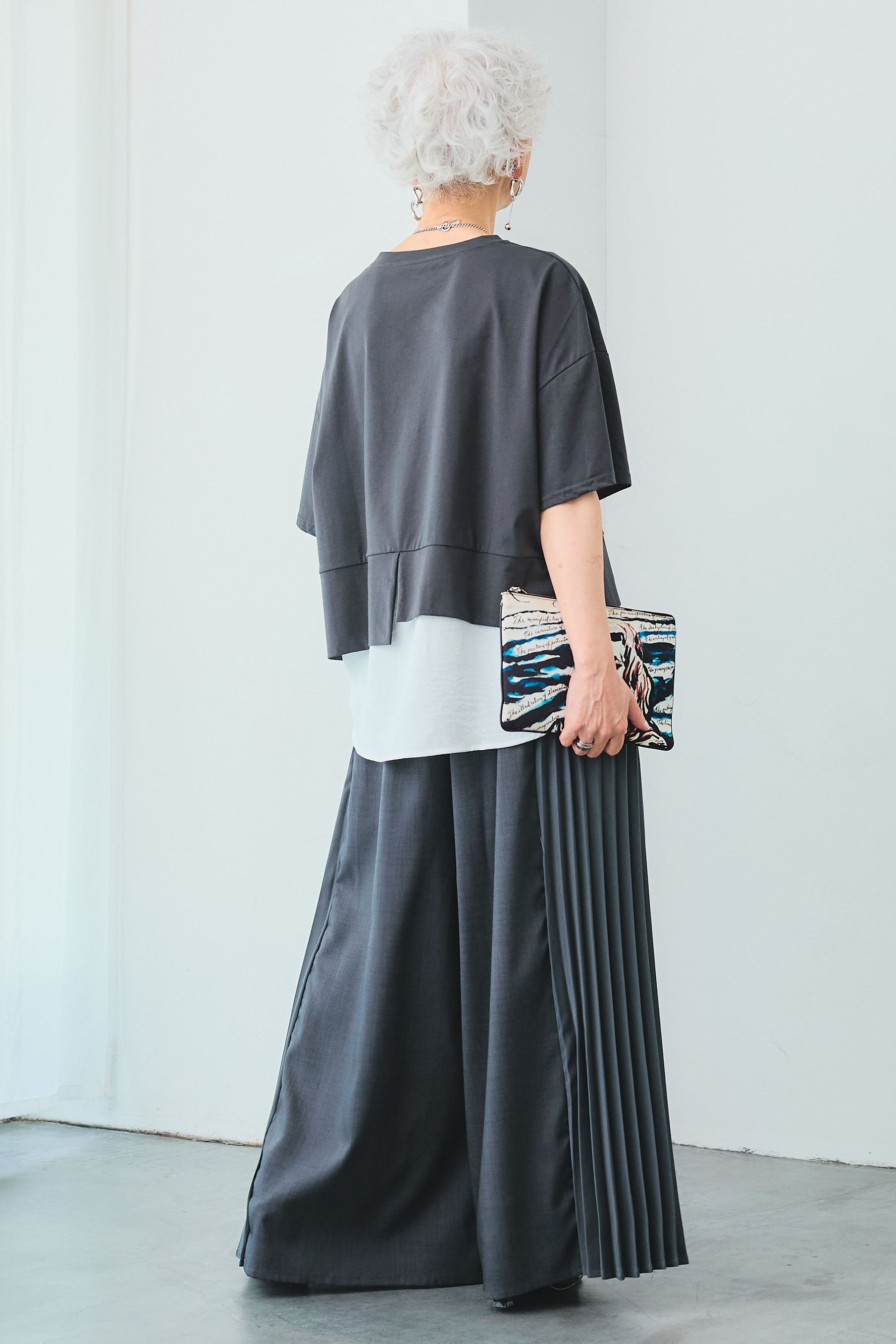 エーエフヴァンデヴォースト シルク アシンメトリー 切替 トップス サイズ2 SET】シャツレイヤードアシンメトリーモードトップス+サイド