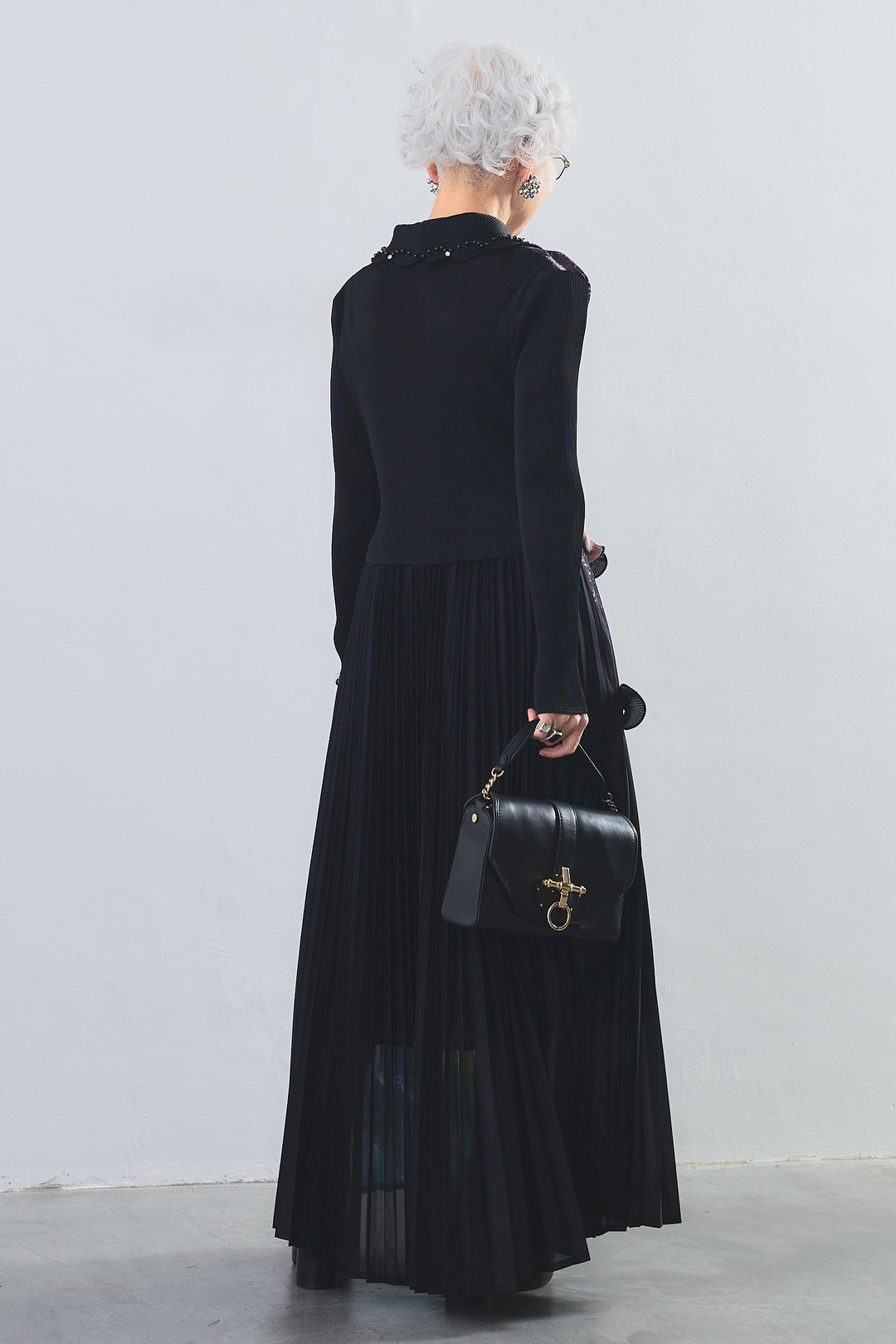 【予約】アシンメトリーラッフルプリーツラップワンピース