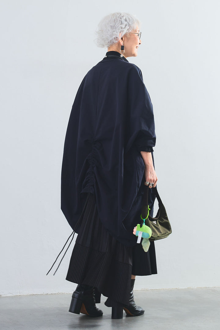 【SET】バックロングドルマンブルゾン+アシンメトリープリーツスカート(2set)