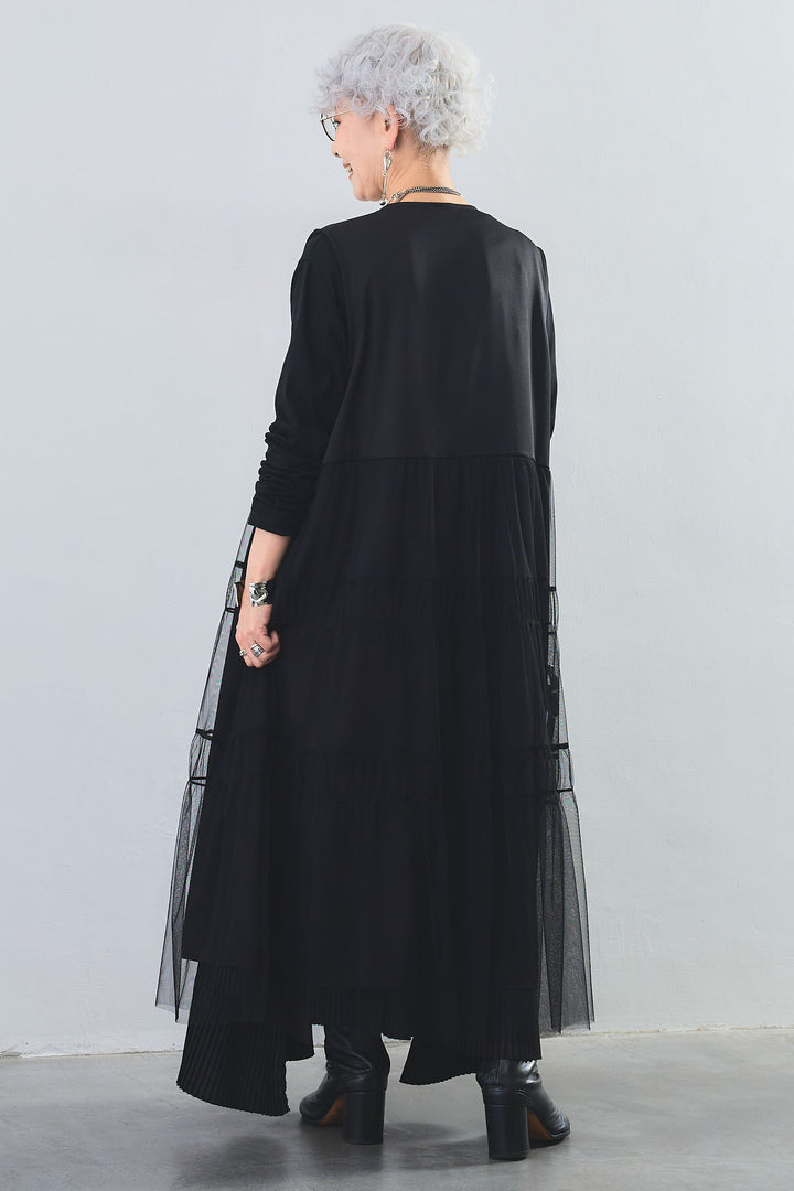 【SET】アシンメトリーロンT+ティアードチュールZIPデザインベストワンピース+アシンメトリープリーツスカート(3set)