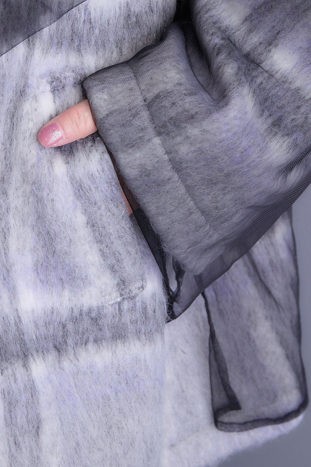 【予約】チュールレイヤードシャギーチェックコート