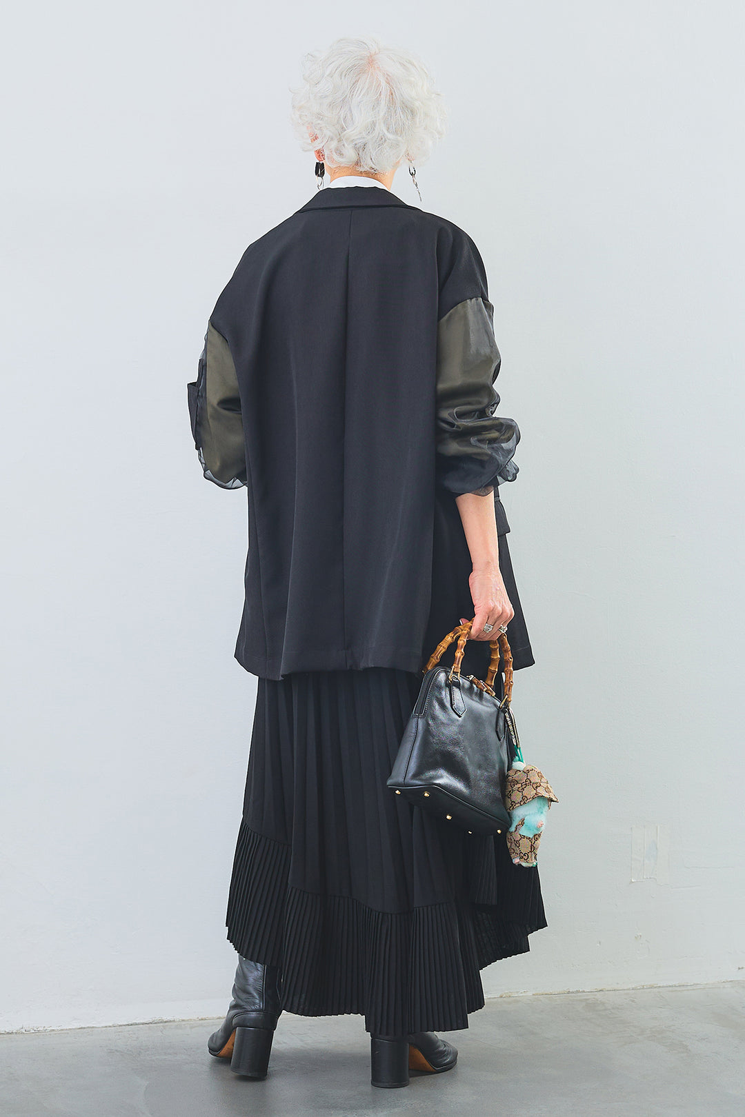 【SET】タックインデザインスキッパーシャツ+チュールレイヤードMA-1ジャケット+アシンメトリーラッフルプリーツスカート(3set)