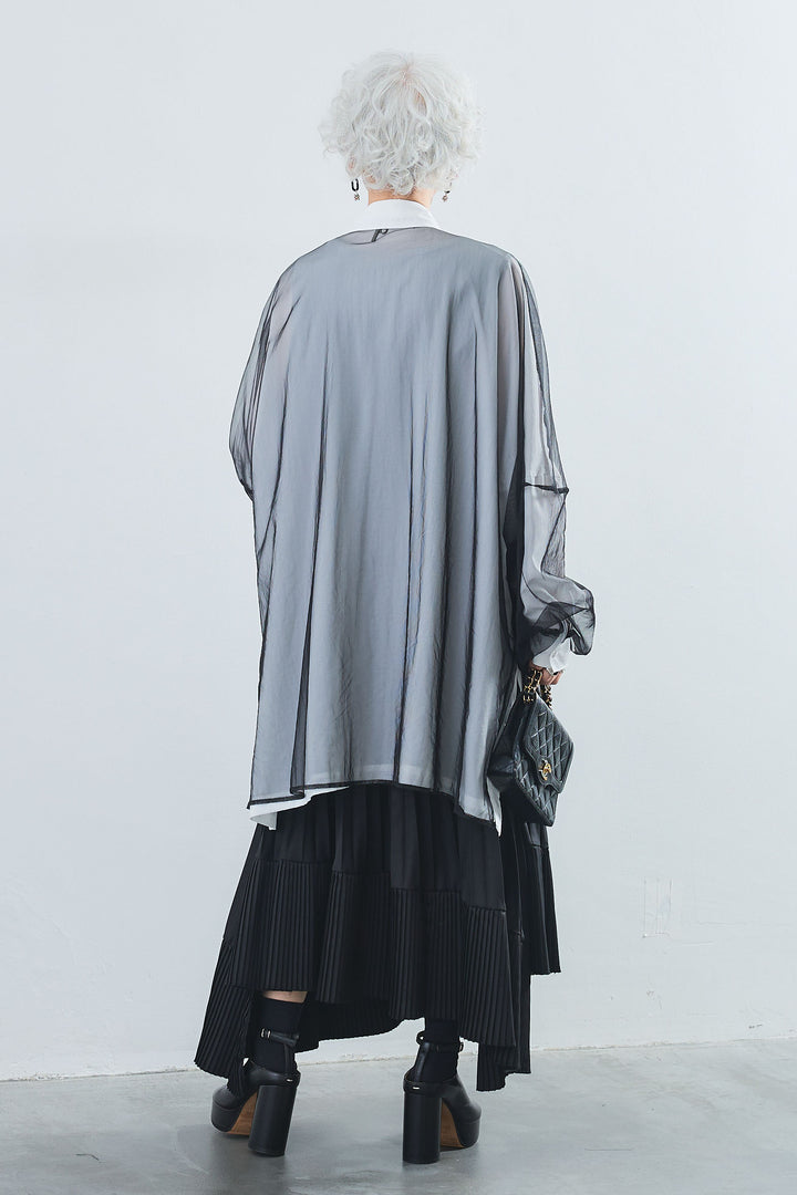 【SET】オーバーチュールレイヤードロングシャツ+アシンメトリープリーツスカート(2set)