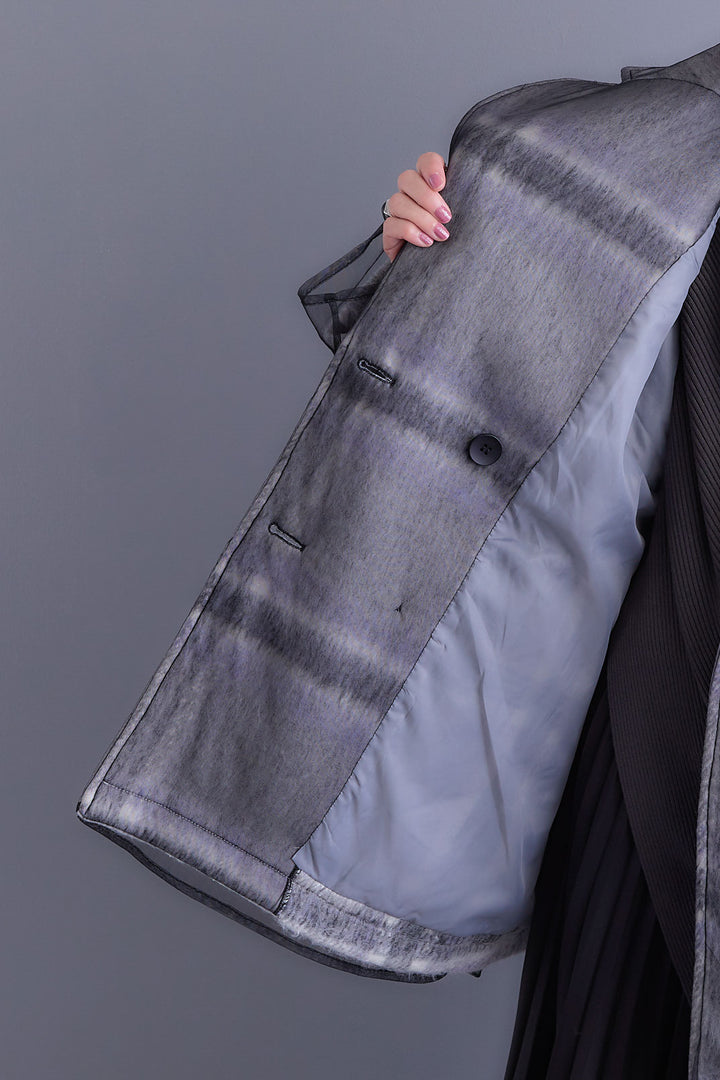 【予約】チュールレイヤードシャギーチェックコート