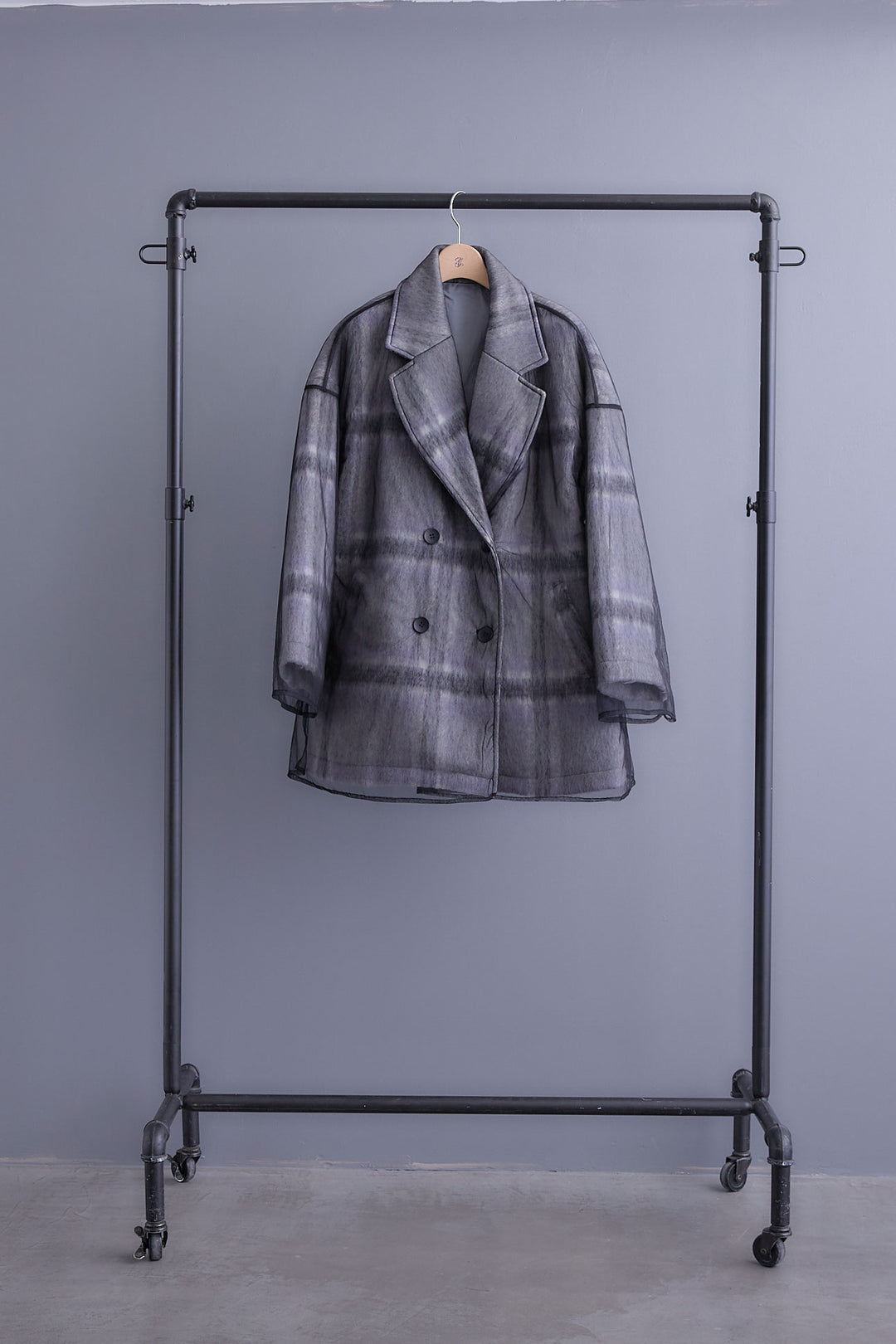 【予約】チュールレイヤードシャギーチェックコート