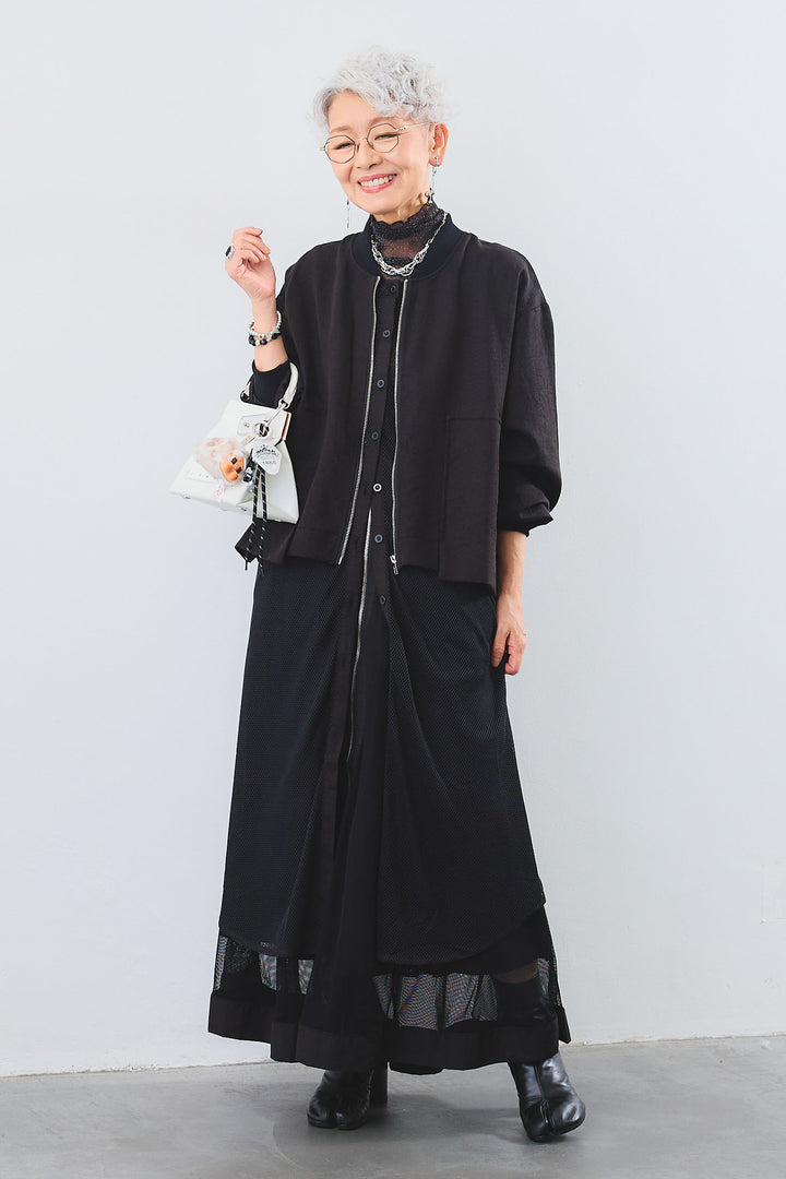 【予約】メッシュシャツレイヤードロングブルゾン