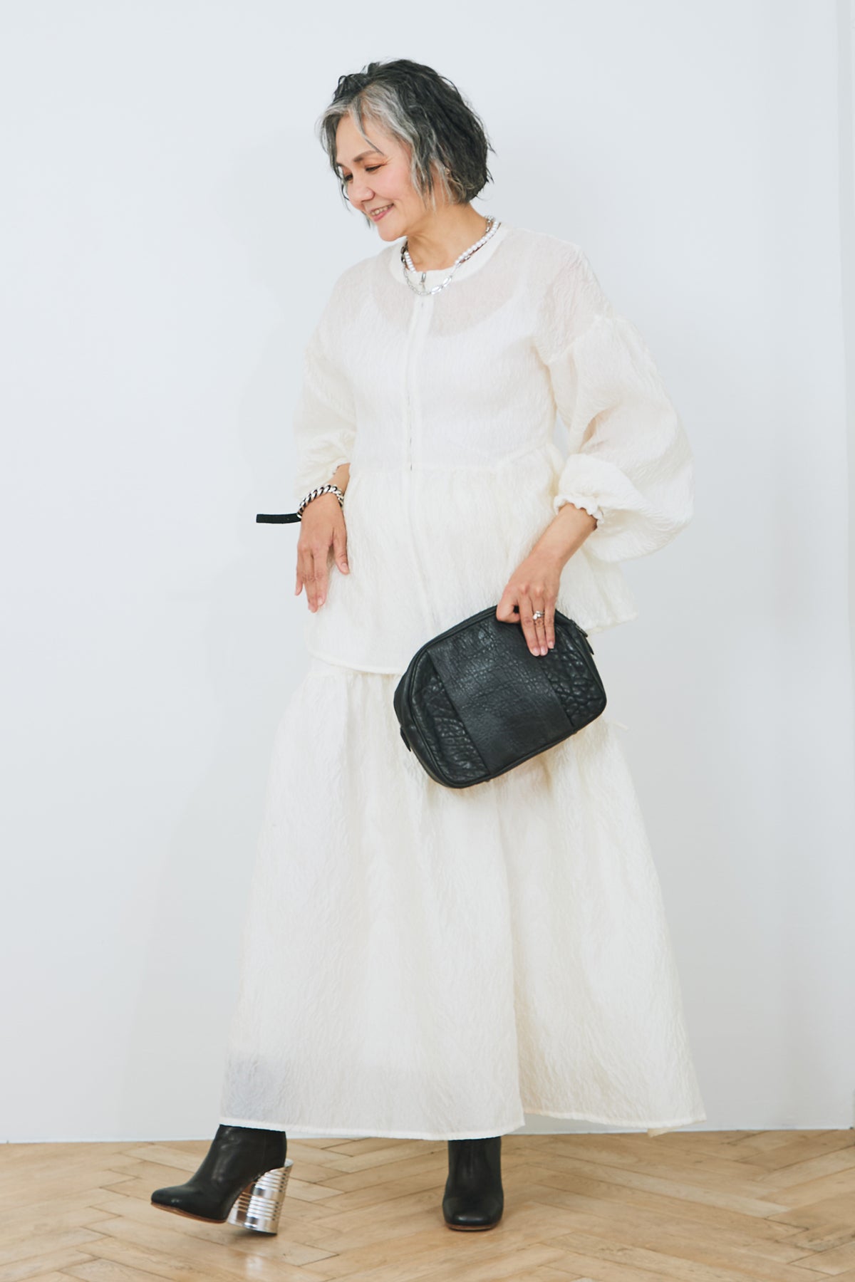 SET】シアージャガードダブルジップペプラムブラウス+シアージャガード