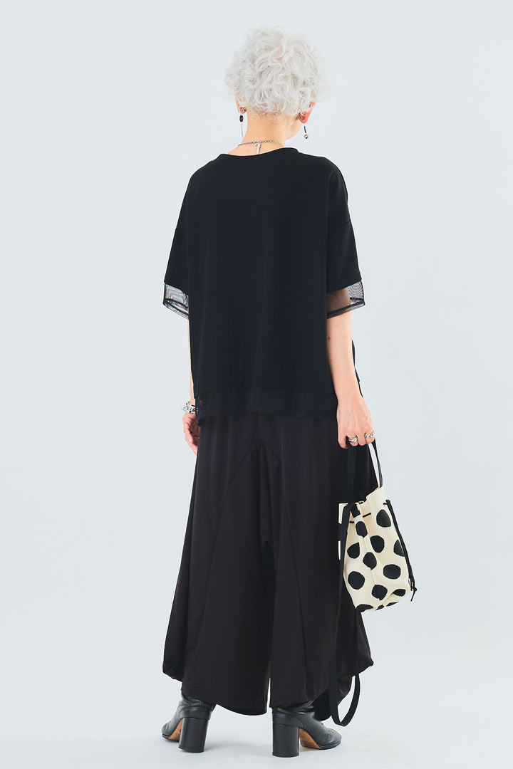 【SET】メッシュドッキングアシンメトリーT+カーゴポケットワイドサルエルパンツ(2set)