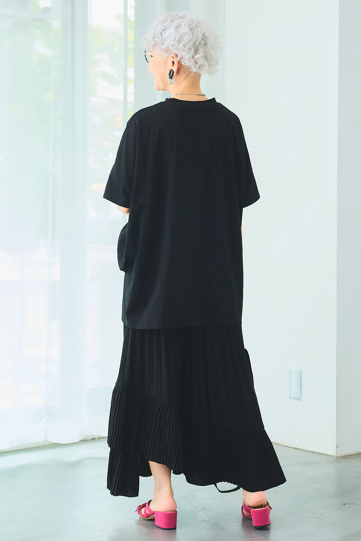 【SET】PATHWAYPhotoオーバースリットT+アシンメトリーラッフルプリーツスカート(2set)