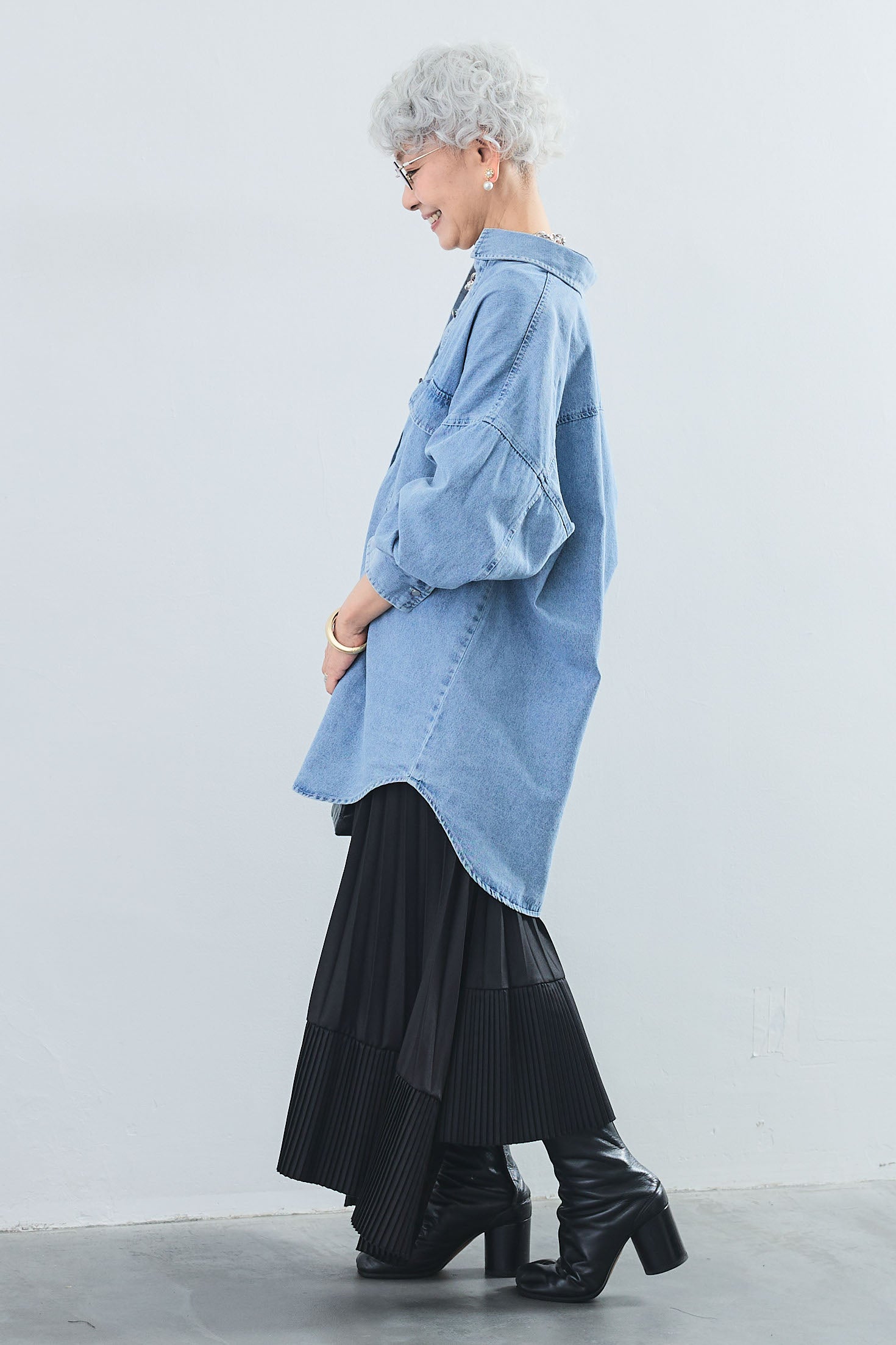 SET】ベーシックリブタンク+8ozオーバーサイズデニムシャツジャケット+