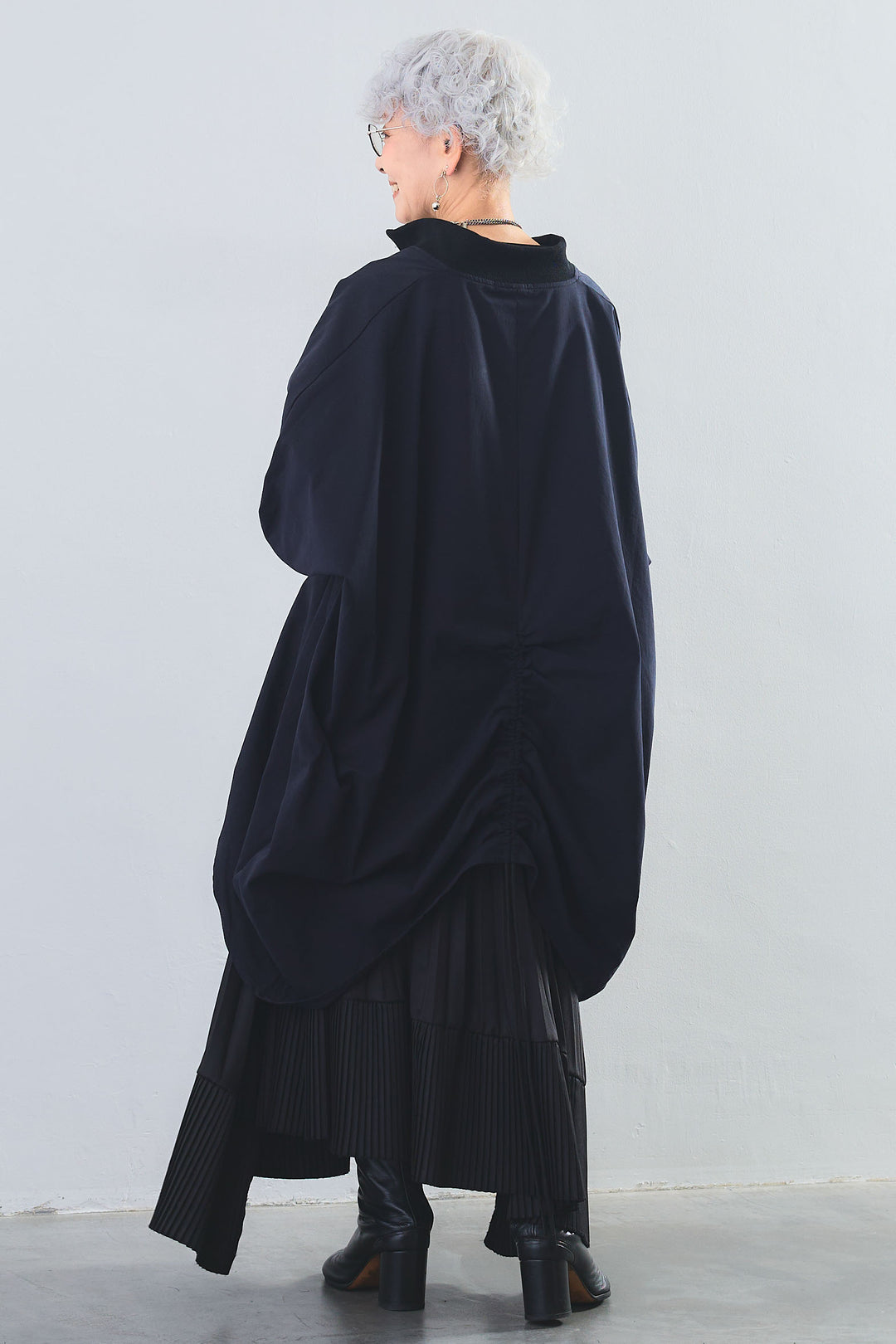 【SET】"CREAT"オーバースリットT+バックロングドルマンブルゾン+アシンメトリープリーツスカート(3set)