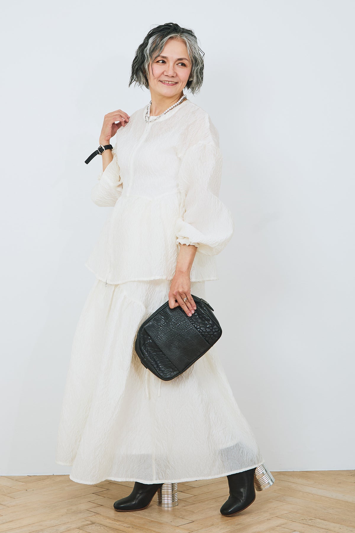 bow.a ジャガードトップス　ホワイト　シアースカート　2点 bow.a ジャガードトップス ホワイト シアースカート 2点 シアー