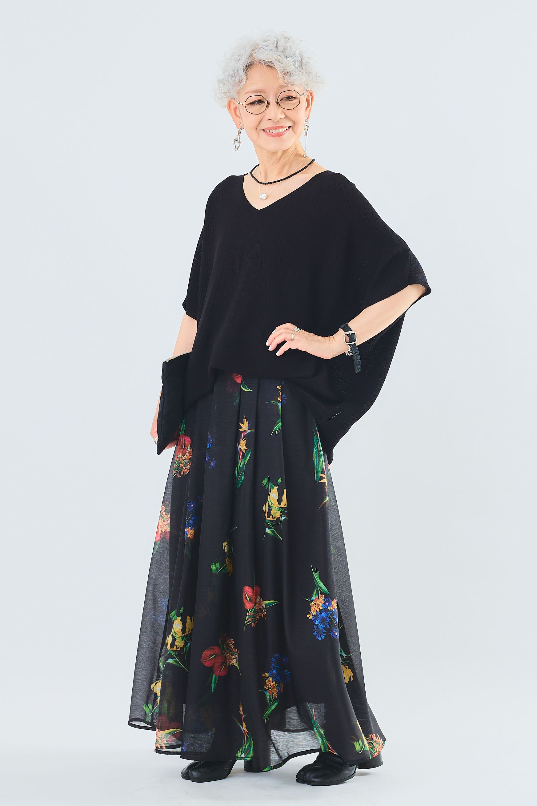 美品マイストラーダ 綺麗なボタニカル花柄ロングスカート サイズ34、XS