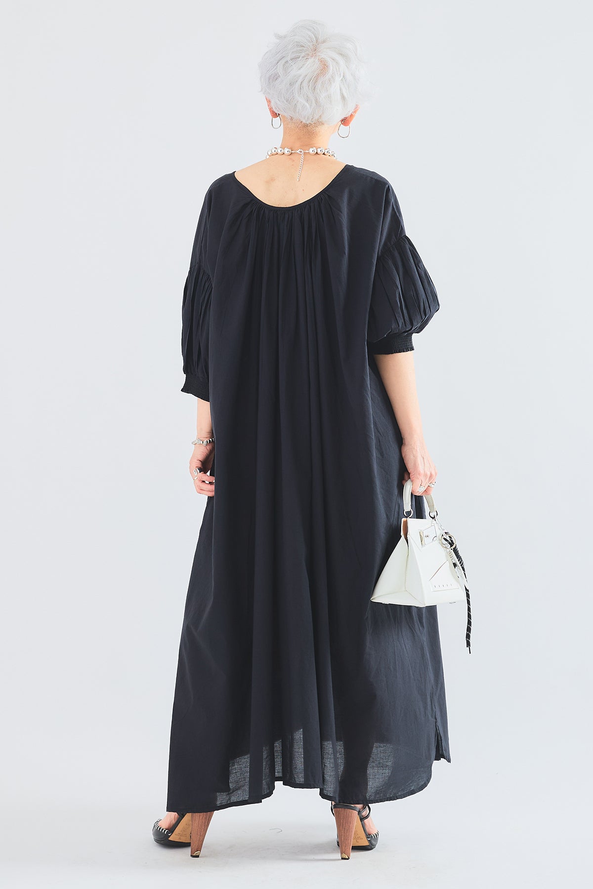 【Anera】LINKABLE ボーダーギャザーワンピース Anera】LINKABLE ボーダーギャザーワンピース ギャザーワンピース