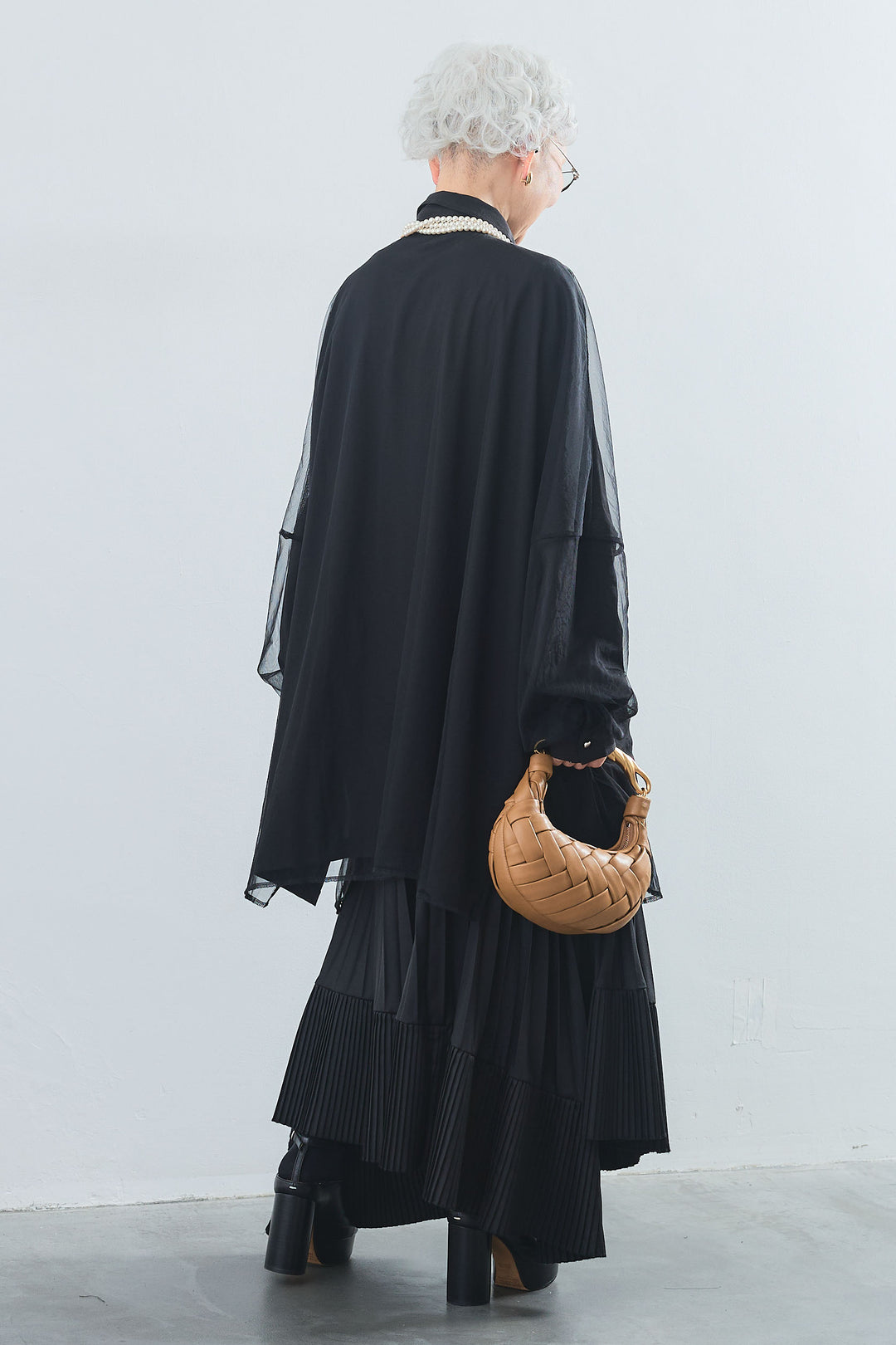 【SET】オーバーチュールレイヤードロングシャツ+アシンメトリープリーツスカート(2set)