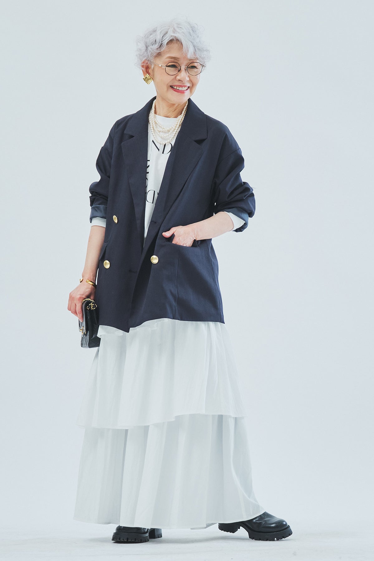 SET】ANDMOREプリントロンT+エアリーティアードスカート+