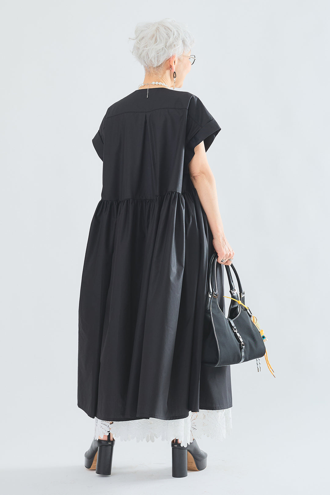 【SET】オーバーフレンチスリーブギャザーシャツワンピース+ケミカルレースフラワースカート(2set)
