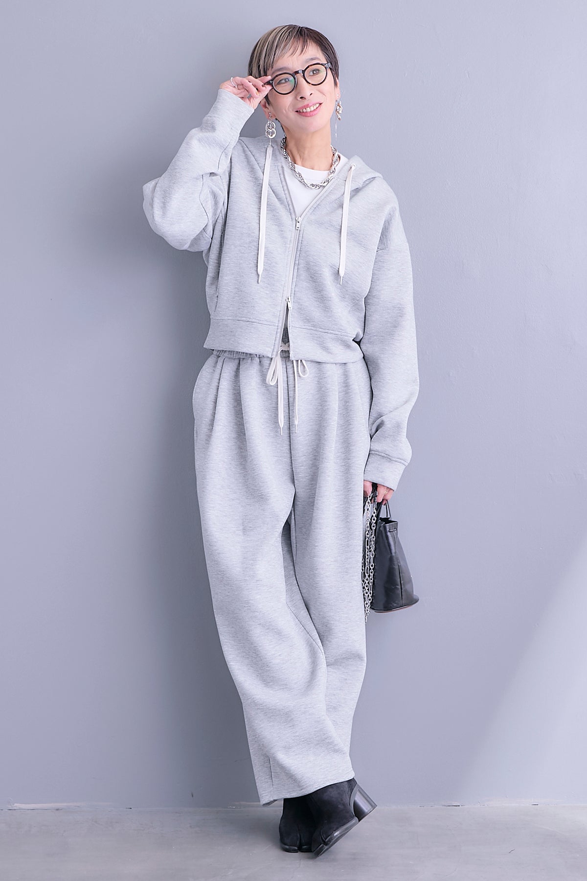 SET】スウェットドルマンWZIPフーディー+スウェットコクーンイージー