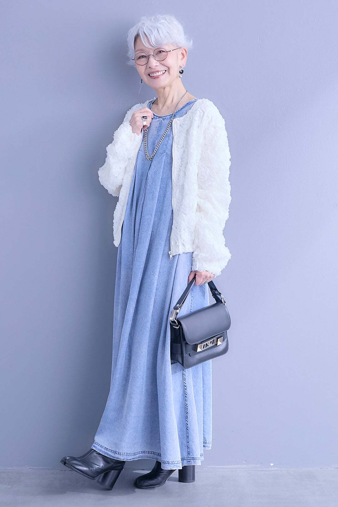 【予約】パウダーシルクヴィンテージデニムワンピース