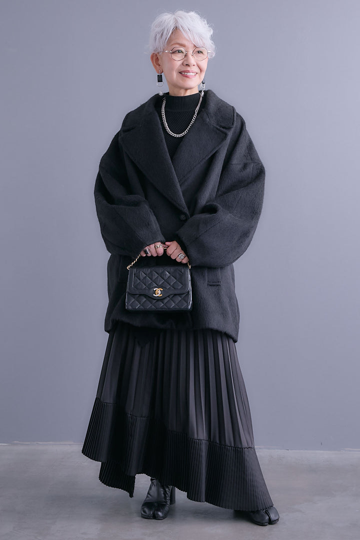 【予約】ワイドラペルコクーンスリーブシャギーコート