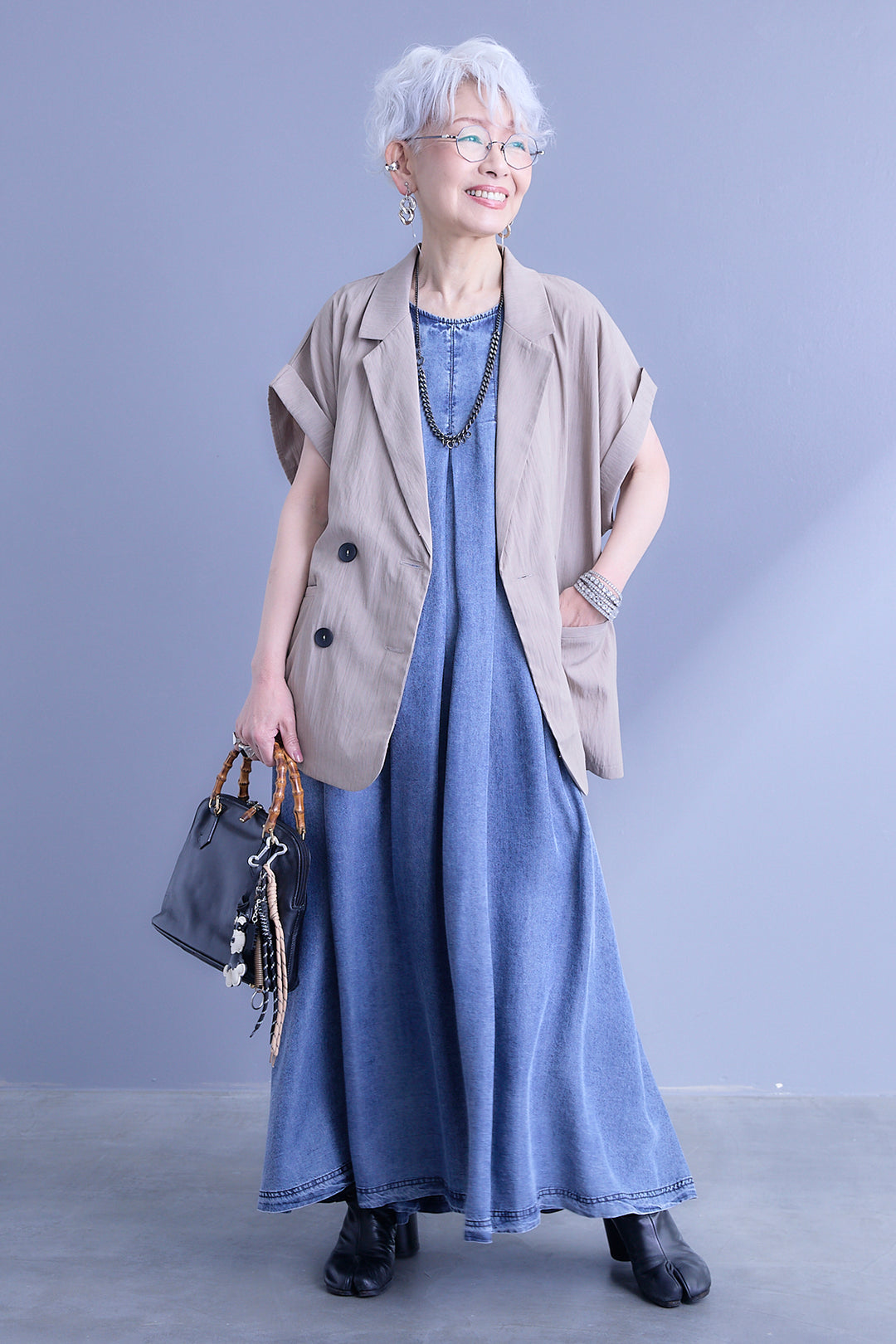 【予約】パウダーシルクヴィンテージデニムワンピース