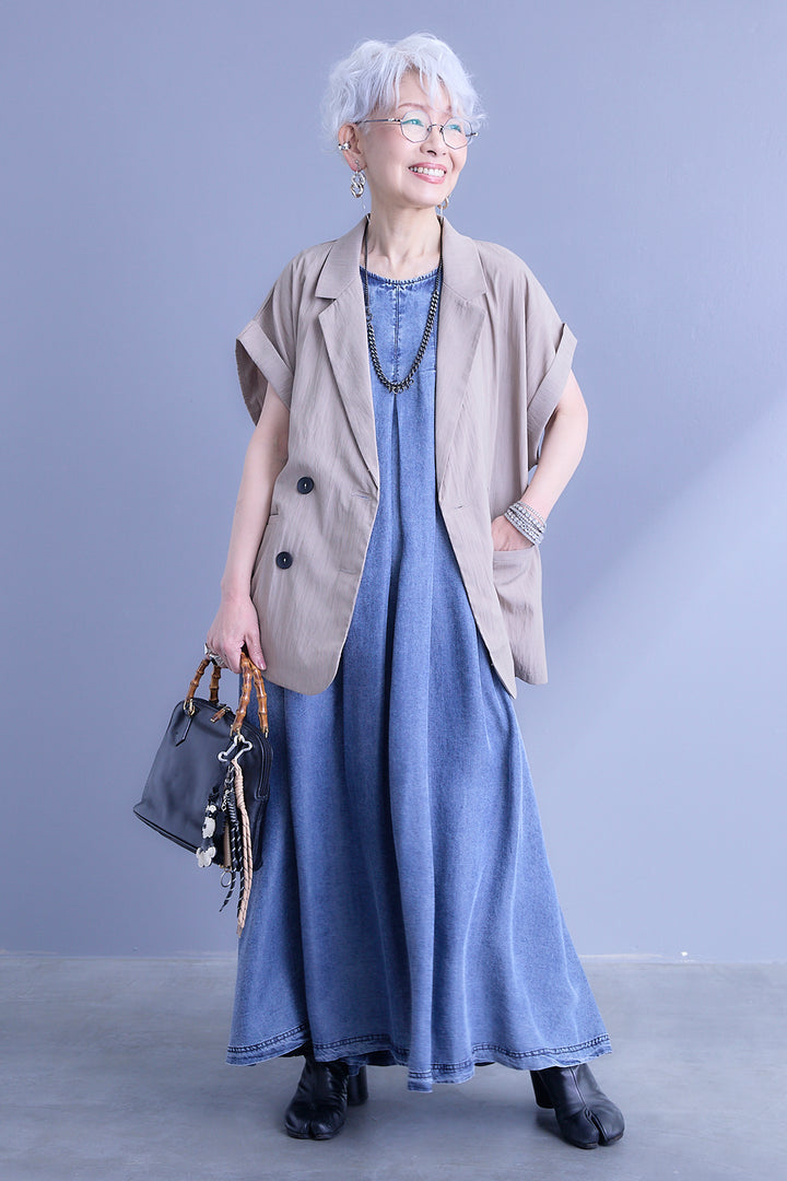 【予約】パウダーシルクヴィンテージデニムワンピース