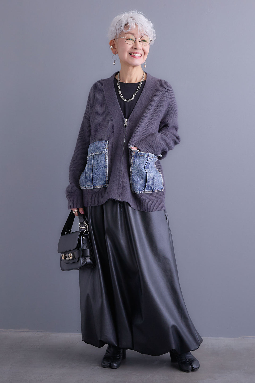 【予約】デニムポケットZIPニットカーディガン