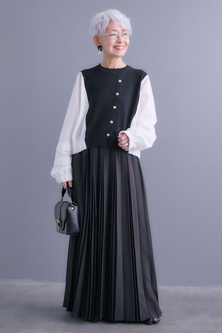 【予約】ダブルプリーツロングスカート