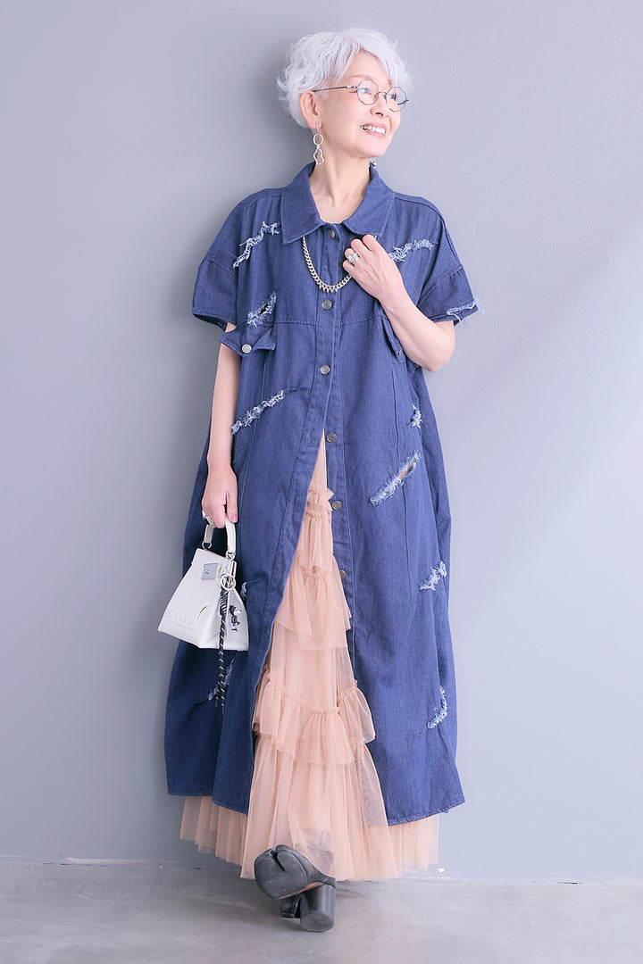 【即納】タッセルチュールティアードスカート